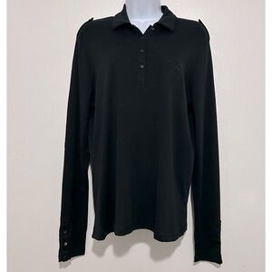 Faconnable Women’s XLarge Black Long Sleeve Golf Polo Shirt